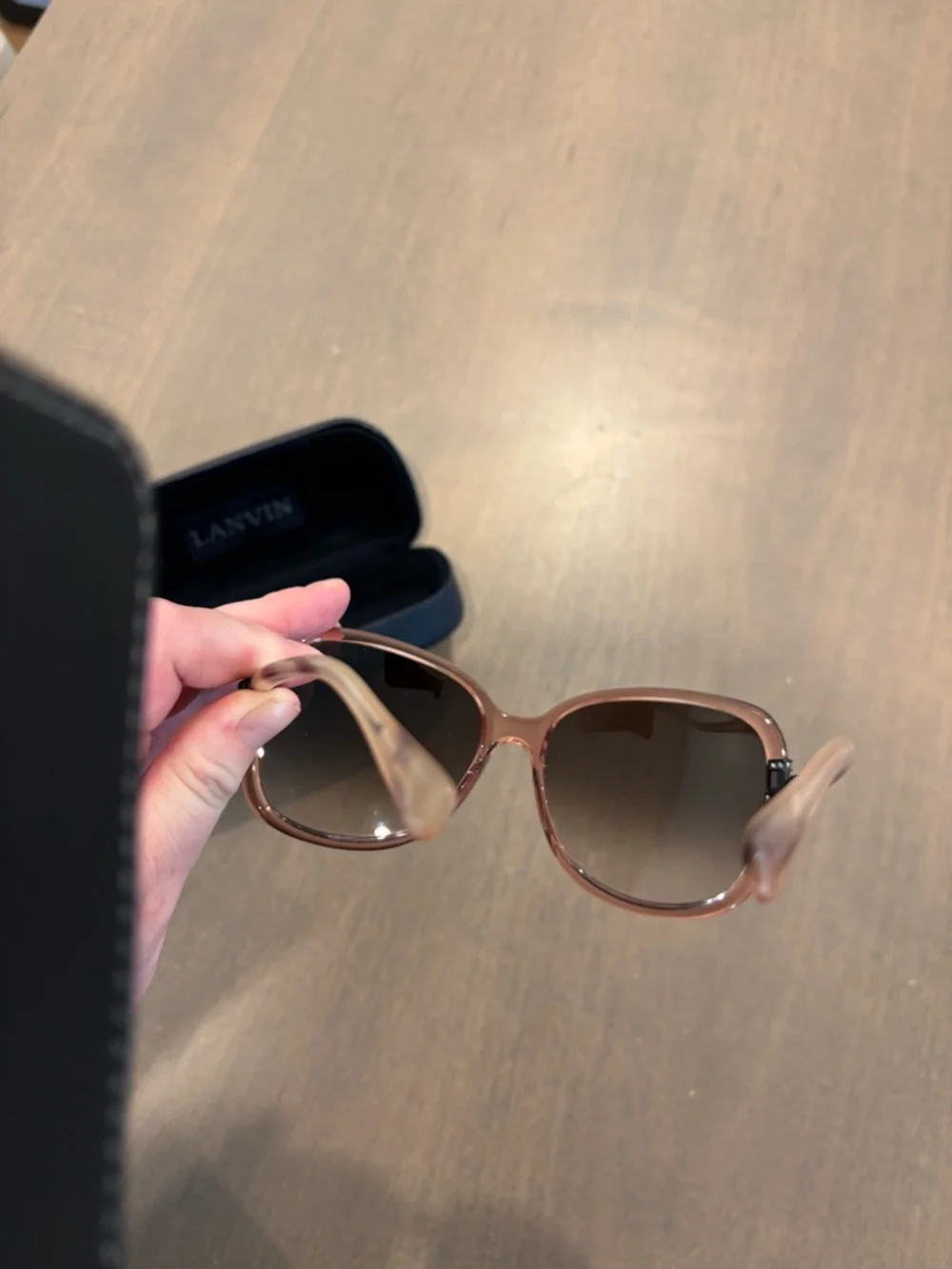 Lanvin Brown Gradient Oversized Cat Eye Sunglasses with Case